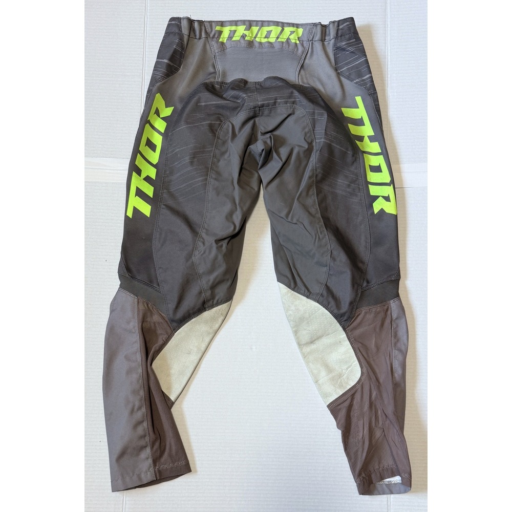 THOR Motocross Racing Pants - Kids Size 7/8 Gray Neon Yellow MX Dirt Bike Gear